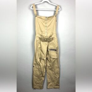 Maniere De Voir Cargo Jumpsuit Overalls US10 UK14  Khaki Chain Straps Goth Punk